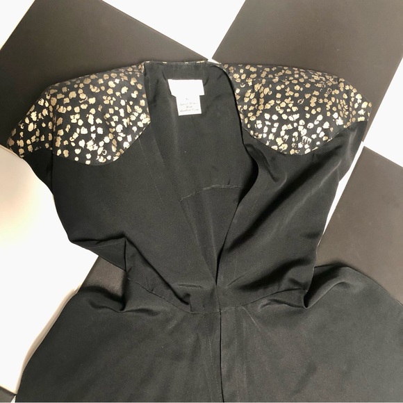 Vintage 80s Cache Overcoat Tunic Jacket Evening Jacket Gold Lamé Shoulderpads 6 - Picture 6 of 11